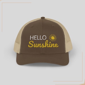 Hello Sunshine  Embroidered Trucker Hat, Summer Hat, Gift for Her, Sunshine Lover,Spring Hat,Sunshine, Beachy Hat,Vacation Gifts For Friends
