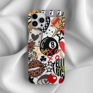Coquette Collage 8 Ball and Cute Aesthetic Phone Case For iPhone 16 15 14 13 12 11 PRO Max, Samsung Galaxy S24, S23 Cover, Street Style Vibe