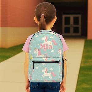 Personalized Unicorn Backpack for Girls, Custom Name Kids Backpack, Unicorn School Bag, Elementary School Backpack, Back to School
