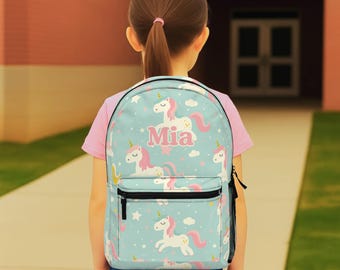 Personalized Unicorn Backpack for Girls, Custom Name Kids Backpack, Unicorn School Bag, Elementary School Backpack, Back to School