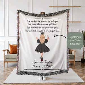 2025 Graduation Blanket, Personalized Graduation Blanket, Senior Graduation Gift, Custom Text Graduation Blanket Gift for Her, Class of 2025