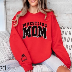 Wrestling Mom Sweatshirt with Personalized sleeve, Wrestling Moms, Wrestling Mama Sweatshirt, Wrestling Sweatshirt, My heart is On That Mat