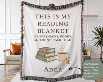 Personalized Reading Blanket-This is My Reading Blanket, Custom Literary Gift, Book lover gift, Reading blanket for her, Literary girl merch