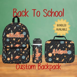 Space Custom Personalized Backpack, Lunch Bag, Water Bottle, Kids Travel Backpack, Unique Name Backpack, Gift for Students,Back to School