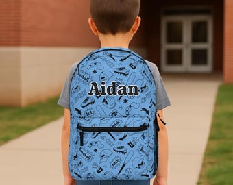 Personalized Boys Sports Backpack, Custom Name Baseball Themed Bag for Kids, School, Daycare & Travel Gift