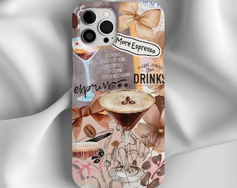 Espresso Martini Collage Phone Case, Trendy Phone Case, Dirty Martini, Cocktail Bar Cart, iPhone 17 16 15 14 13 12 11, Samsung S24 S23 S22