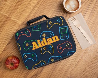 Personalized Gamer Lunch Bag for Kids, Custom Lunch Tote, Kids' Lunchbox for School, Custom Name Video Game Controller Lunch Bag