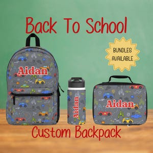 Car Custom Personalized Backpack, Lunch Bag, Water Bottle, Kids Travel Backpack, Unique Name Backpack, Gift for Students,Back to School