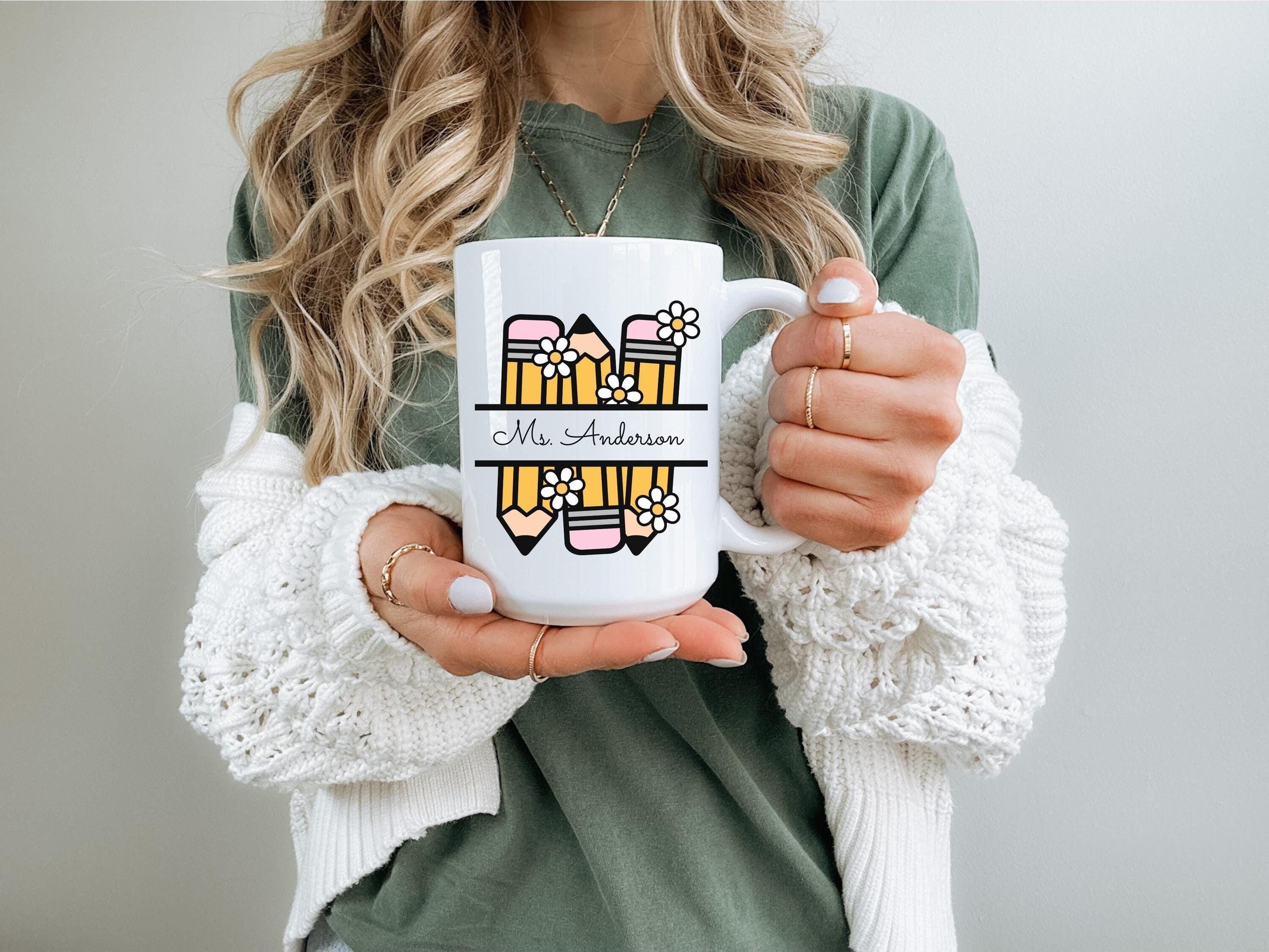 Personalized Pencil Teacher Mug, Daycare Teacher Gift Ideas, Best Seller, Teacher, Teacher Back to School, Teacher Appreciation, Teacher Cup