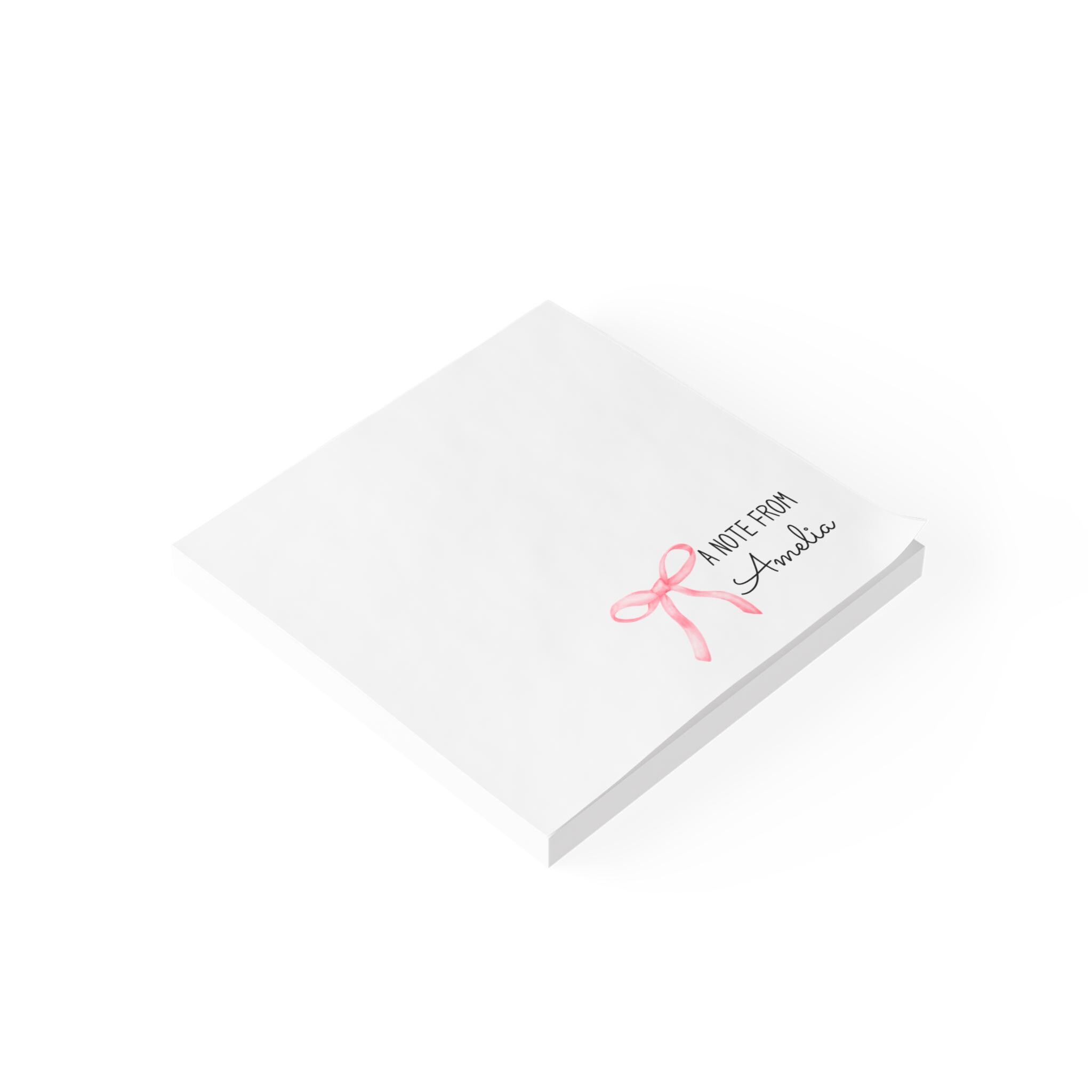 Personalized Coquette Pink Bow Notepad, Notepad for Ladies, Bow Note ...