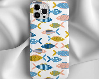 Funda de teléfono con diseño de pez, estética costera, amante del océano, playa, diseño marino, diversión de verano, iPhone 17, 16, 15, 14, 13, 12 y 11, Samsung S24, S23, S22 y S21