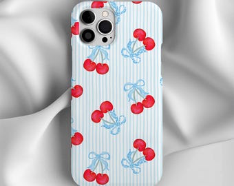 Custodia per telefono Coquette Cherry Bow, custodia estetica femminile per iPhone e Samsung, Y2K, iPhone 17 16 15 14 13 12 Pro Max, Samsung 24 23 22 21