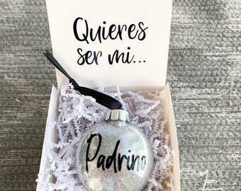 Padrino Ornament, Godfather Gift, Godfather Proposal Gift, Will you be my Godfather, Godfather Box, Godfather Gift Box