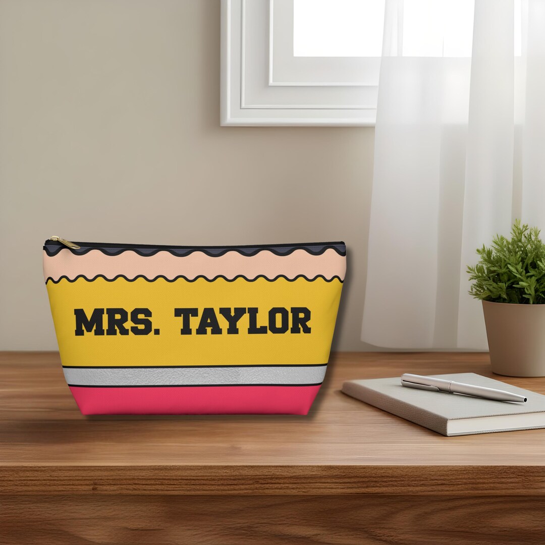 Personalized Teacher Pencil Pouch, Custom Name Makeup Bag, School ...