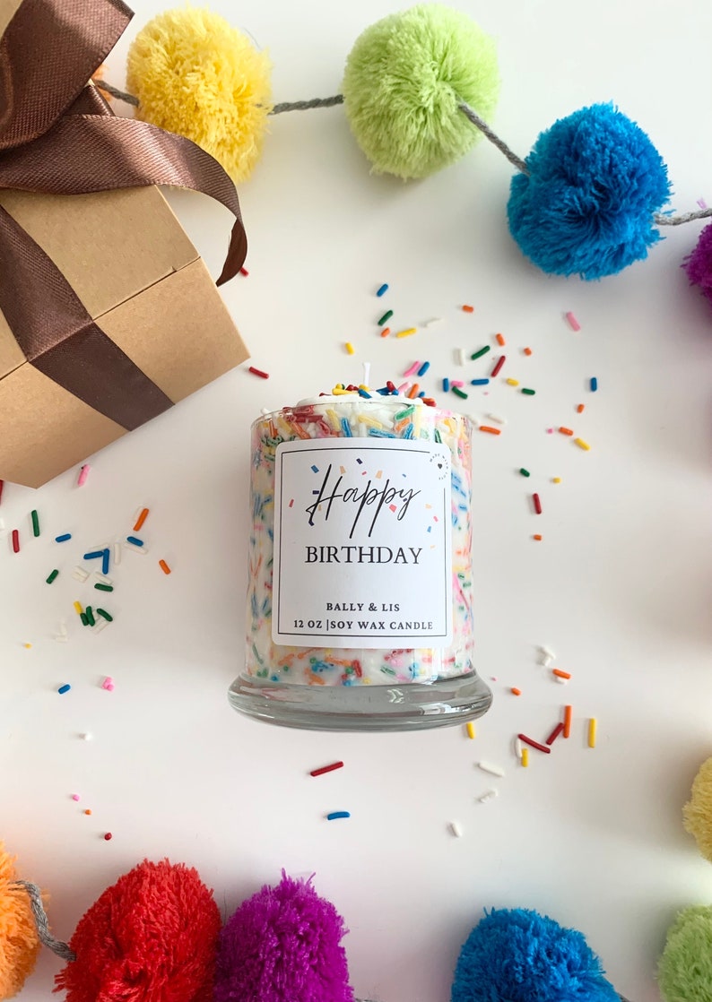 Happy Birthday Candle, Birthday Gift, Candle W/sprinkle, Buttercream