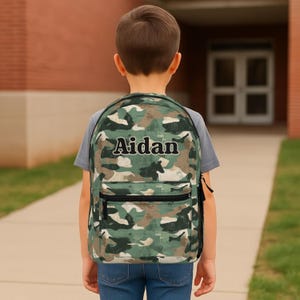 Personalized Camo Backpack for Boys, Personalized Name Kids Bag for School, Camp, Daycare & Travel, Durable and Stylish Bookbag