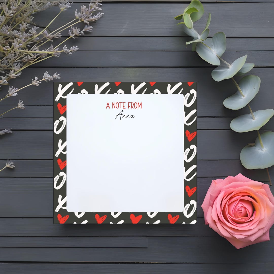 XO Heart Note Pad, Romantic Note Pad for Valentine's Day, Love Themed ...