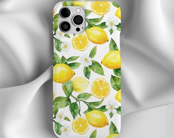 Lemon Tree Phone Case, Cottagecore Spring Phone Cover, Island luxe, Watercolor Lemon, iPhone 17 16 15 14 13 12 11 Samsung S24 S23 S22 S21