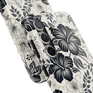 Funda para teléfono con hibisco en blanco y negro, funda floral para iPhone y Samsung, estilo minimalista tropical, para iPhone 17, 16, 15, 14, 13 y 12, Samsung imagen 7