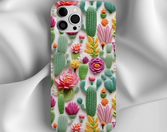 Coque de portable cactus, Désert occidental, coque de portable brodée, iPhone 17 16 15 14 Pro Max 13 Mini 12 11 XR Galaxy S25 S24