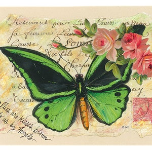 Carte postale vintage Birdwing & Mosaic Butterfly de la reine Alexandra