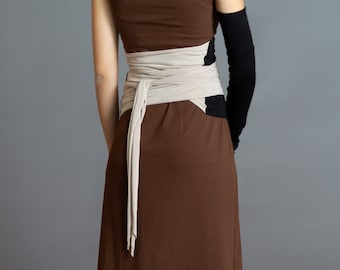 Black & Desert Beige. Dual-color Obi-Belt for Women. Waist Belt, Cotton Belt, Wrap Belt, Sash Belt, Wide Belt