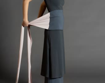 Grey & Smoked Pink. Dual-color Obi-Belt for Women. Waist Belt, Cotton Belt, Wrap Belt, Sash Belt, Wide Belt