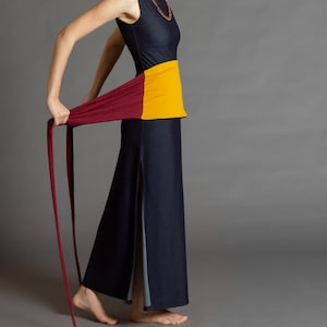 Mustard and Burgundy. Dual-color Obi-Belt for Women. Waist Belt, Cotton Belt, Wrap Belt, Sash Belt, Wide Belt