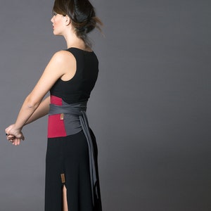 Bordeaux et gris. Ceinture obi bicolore pour femme. Ceinture serre-taille, Ceinture en coton, Ceinture portefeuille, Ceinture écharpe, Ceinture large