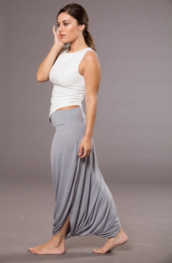 Harem Pants Ice Gray Long Harem Skirt Pant plus size Drop Etsy