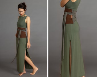 Brown & Olive Grey. Dual-color Obi-Belt for Women. Waist Belt, Cotton Belt, Wrap Belt, Sash Belt, Wide Belt