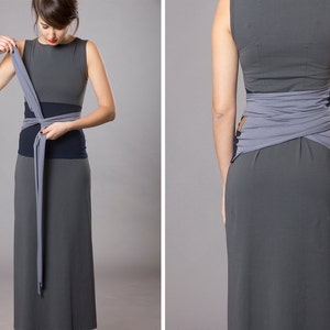 Navy Blue & Smoked Purple. Dual-color Obi-Belt for Women. Waist Belt, Cotton Belt, Wrap Belt, Sash Belt, Wide Belt