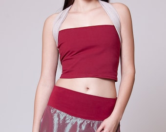 Burgundy & Desert Beige. Dual-color Obi-Belt for Women. Waist Belt, Cotton Belt, Wrap Belt, Sash Belt, Wide Belt