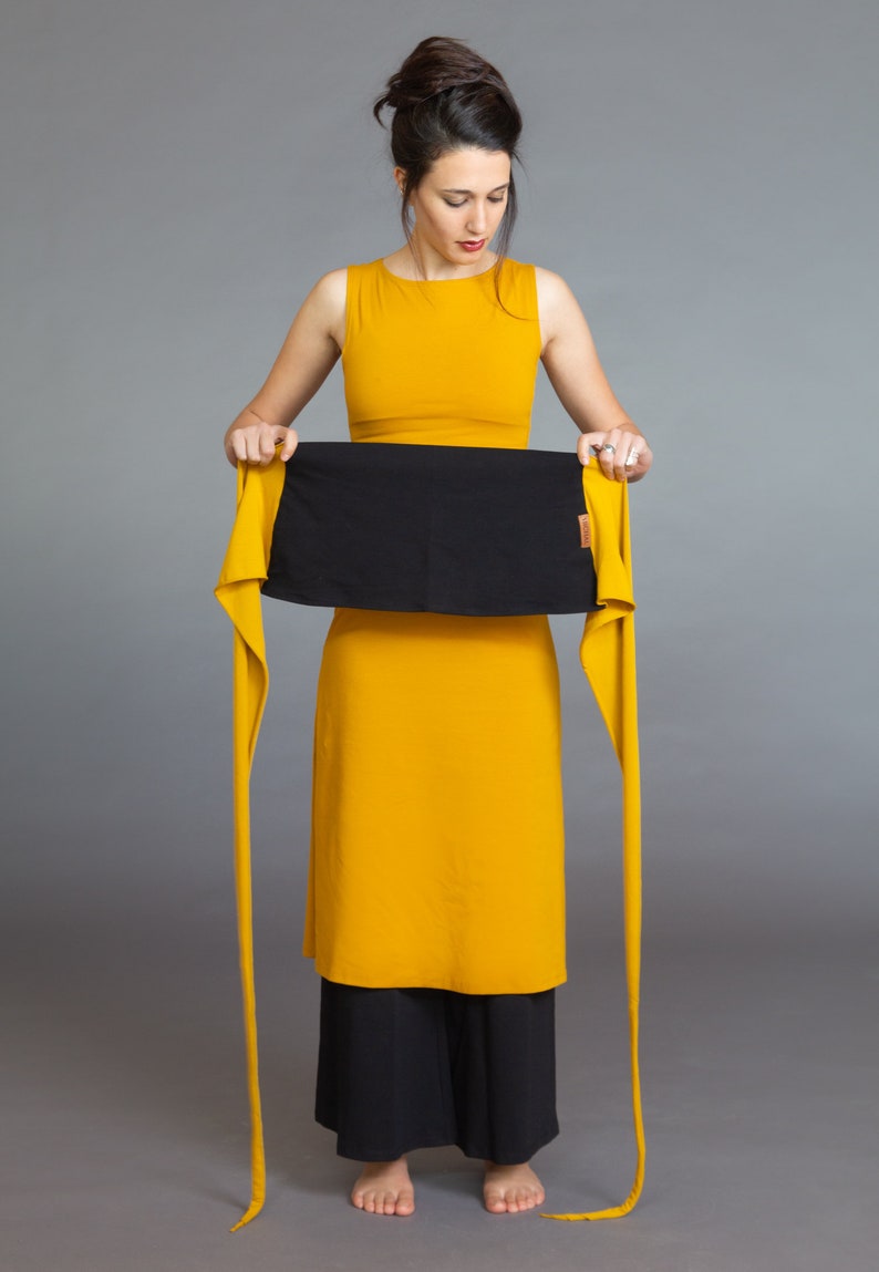 Black & Mustard. Dualcolor Obibelt for Women. Waist Belt, Cotton Belt