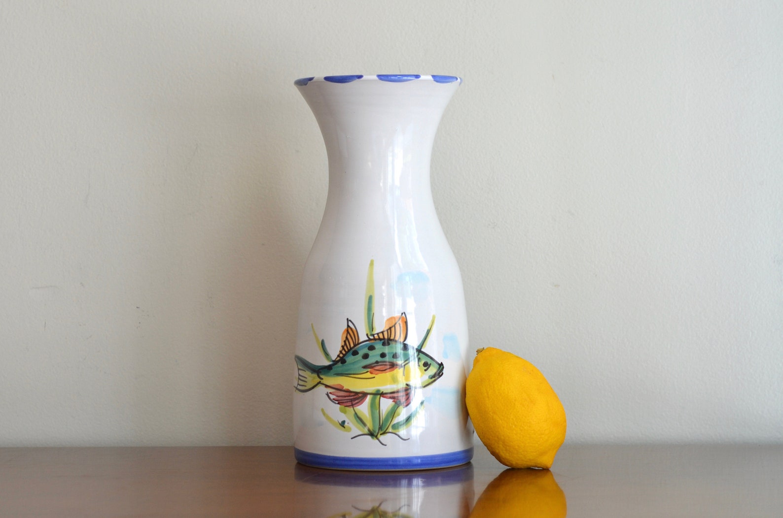 Vintage Ceramic Italian Carafe Decanter Jug Pitcher Vase Hand Etsy