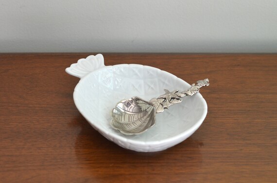 Vintage Pineapple Dish Spoon White Ceramic Pineapple Appetizer Etsy