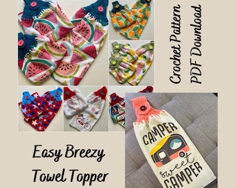 Towel Topper Crochet Pattern / Easy Breezy Towel Topper / Hanging Towel / Crochet Towel / Crochet PDF Pattern / Digital Download