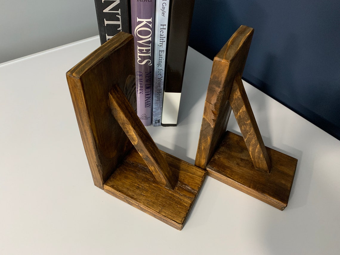 A Pair of Stylish Handmade rustic bookends wooden bookends Etsy