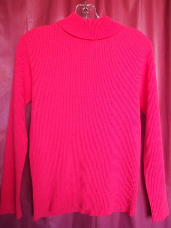 Vintage Bright Orange-Pink Sweater with Back Zipper is Turtle | Etsy