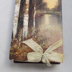 Antique Daggetts Chocolates Boston advertising empty box birch trees
