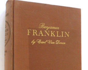 Benjamin Franklin Carl Van Doren 1938 vintage book biography Pulitzer Prize US history collectible