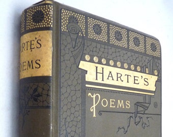 Poetical Works Bret Harte Victorian book 1883 fancy binding gilt etchings