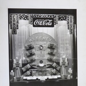 Kleenex Coca Cola vintage original photograph drugstore advertising window display Sheahan Manchester NH 1938 art decco home decor coke