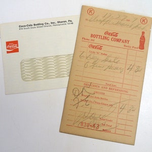 Lot 2 Coke advertising items invoice cover Rockford Sharon PA 1937 Coco Cola soda beverage collectible paper ephemera