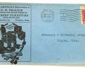 G H Fralick Wichita Kansas antique advertising postal cover Barbers 39 Furniture Peerless razor chair priced history stamp