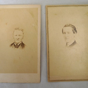 2 Antique carte de visite cards CTt photographers Kellogg Hartford Horton & Wheeler Bridgeport Angustis Bigelow Canaan tax stamps