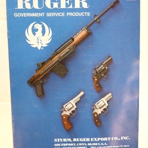 Ruger gouvernement Service produits 1982 catalogue vintages armes à feu militaires pistolet éphémères collection fusil image 1