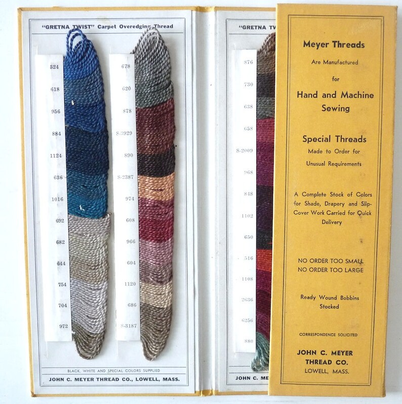 Download Meyer Carpet Thread Color Chart Lowell MA vintage textile | Etsy