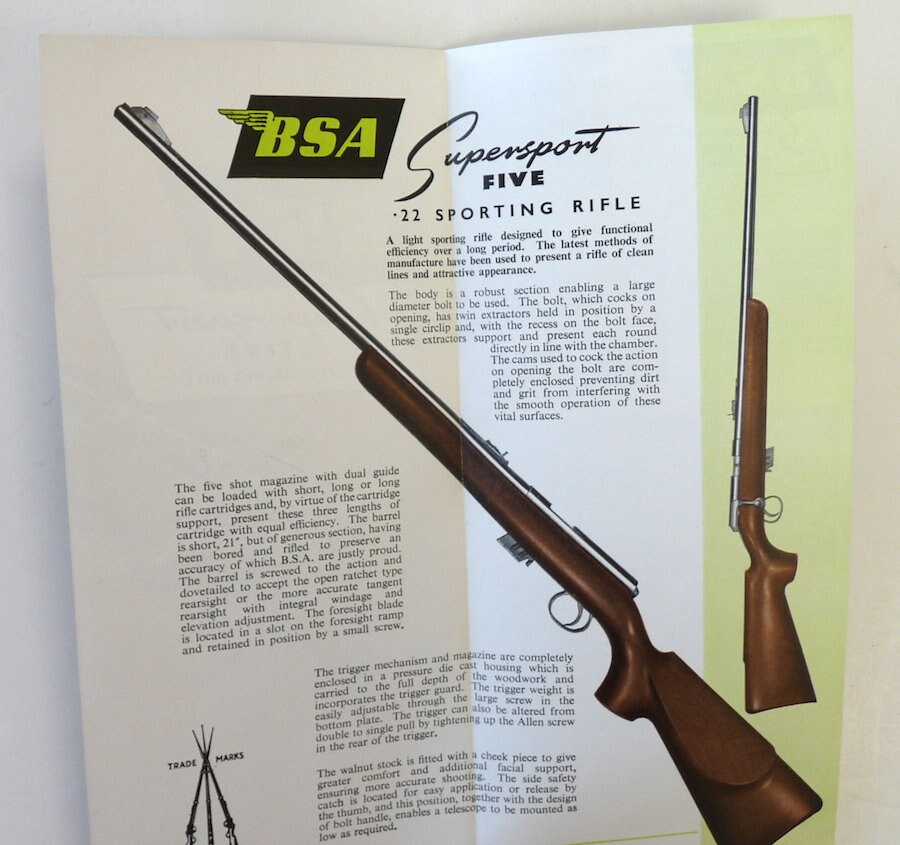 3 BSA Rifle Catalog 22 Supersport 5 Sporting 12 Shotgun Etsy