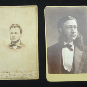 2 CDV Antique carte de visite cards Concord NH photographers men beard Kimball Norris